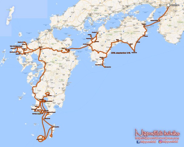 Japán térkép - TERVEZETT UTAK Kjusu Sikoku