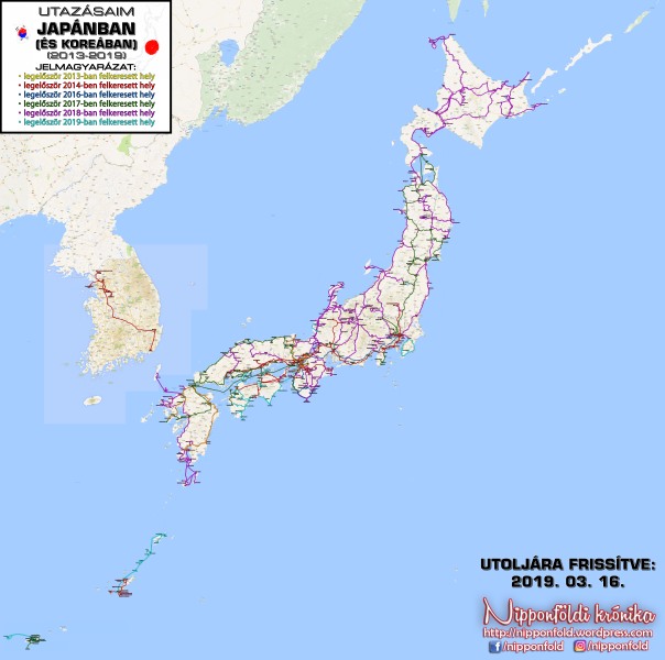 Japán térkép - EDDIGI UTAK 20190316
